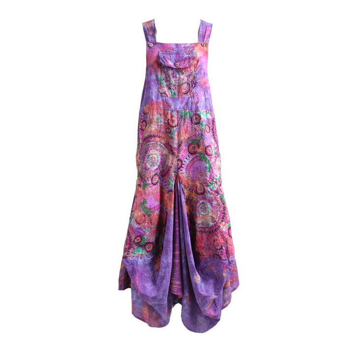 Tie Dye & Print Dungaree Drape Maxi Dress