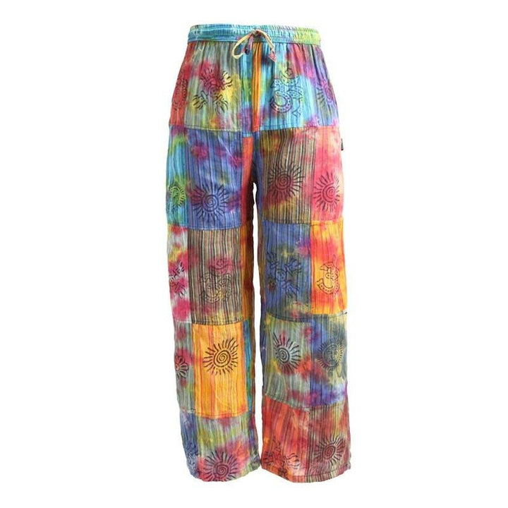 Tie Dyed & Print Patchwork Relaxed Trousers