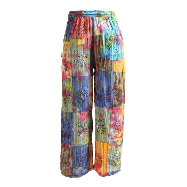 Tie Dyed & Print Patchwork Relaxed Trousers