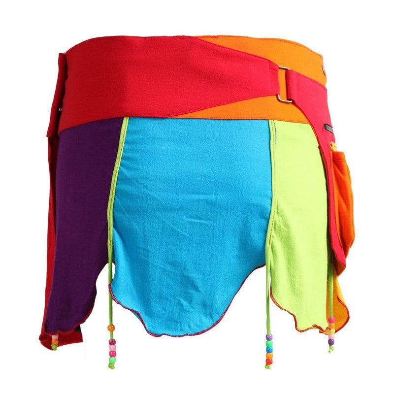 Rainbow Petal Jersey Wrap Popper Skirt