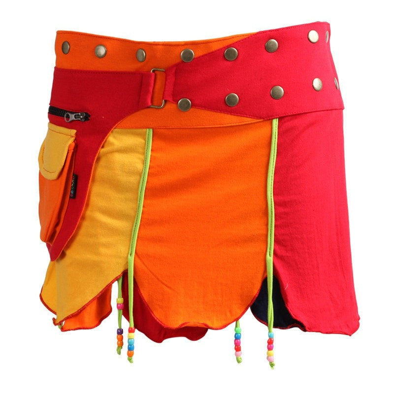 Rainbow Petal Jersey Wrap Popper Skirt
