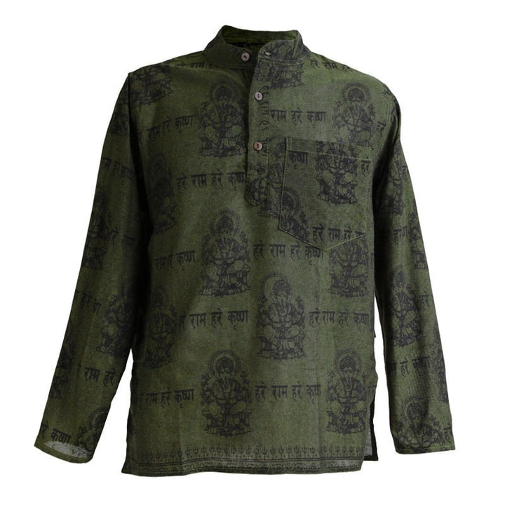 Ganesh Print Cotton Grandad Shirt