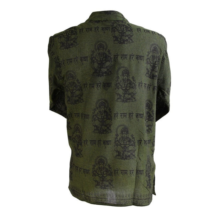 Ganesh Print Cotton Grandad Shirt