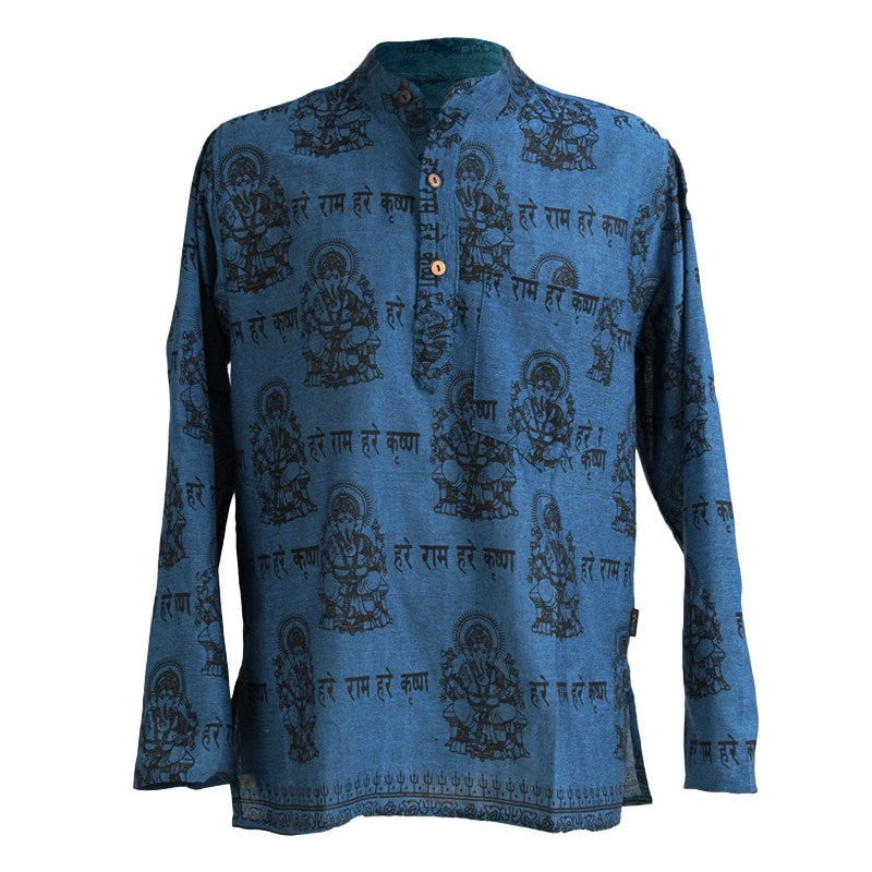 Ganesh Print Cotton Grandad Shirt