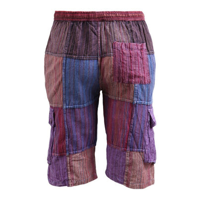 Patchwork Cotton Knee Length Cargo Shorts