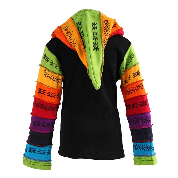 Kids Rainbow Ribbed & Hand Painted Hoodie..