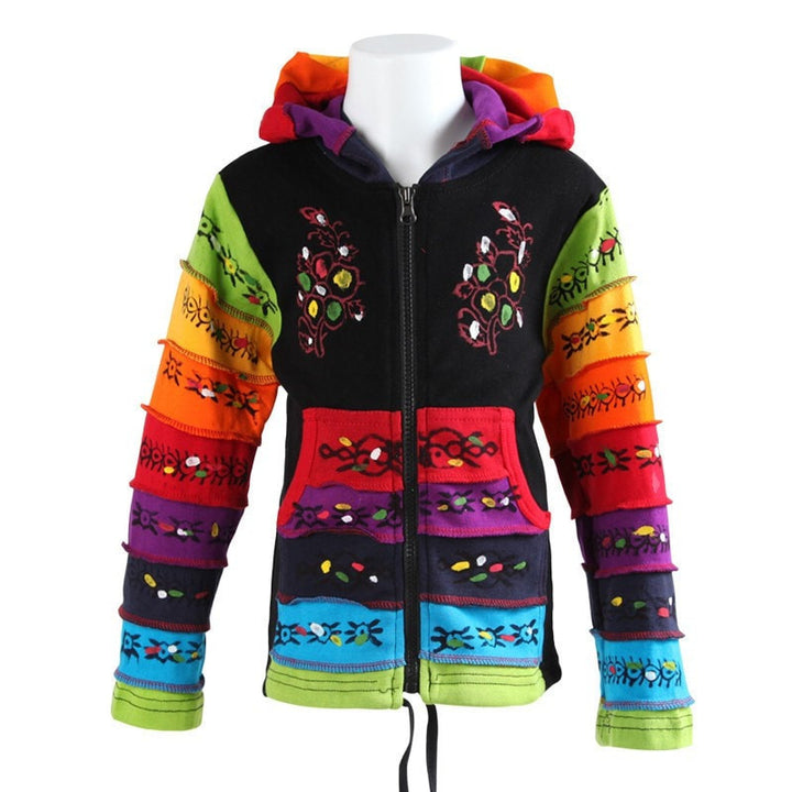 Kids Rainbow Ribbed & Hand Painted Hoodie..