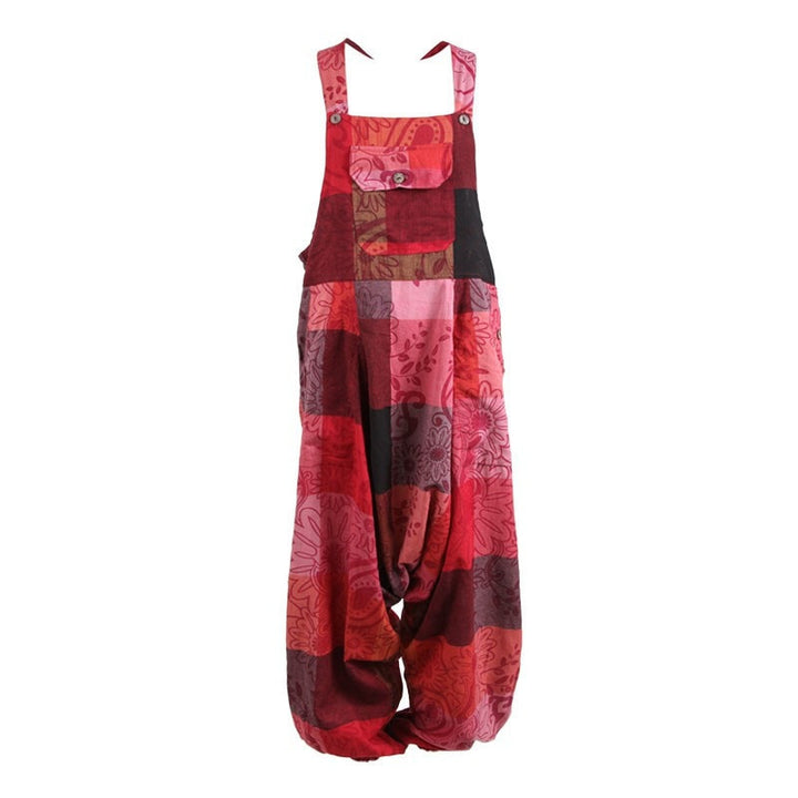 Floral Check Cropped Harem Dungarees