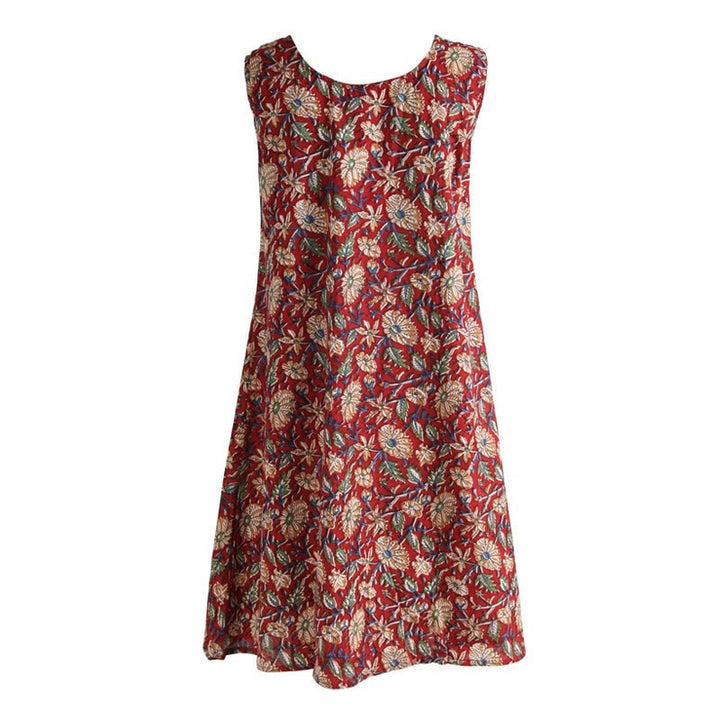 Red Crochet Neck Detail Swing Dress