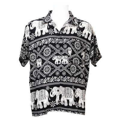 Elephant Printed Oversized Short Sleeved Shirt