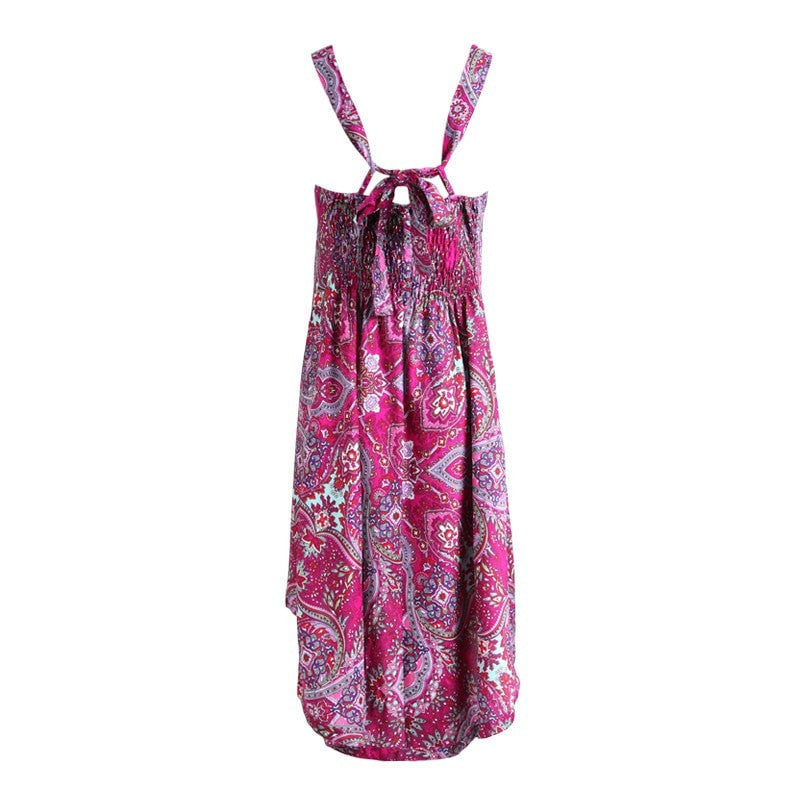 Keyhole Paisley Dip Hem Dress