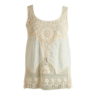 Crochet Lace Off White Sleeveless Top