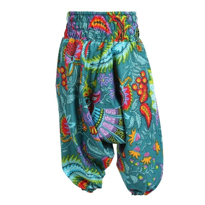 Teal Tropical Print Kids Harem Pants