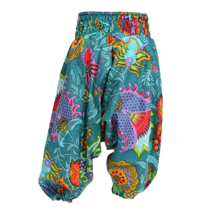 Teal Tropical Print Kids Harem Pants