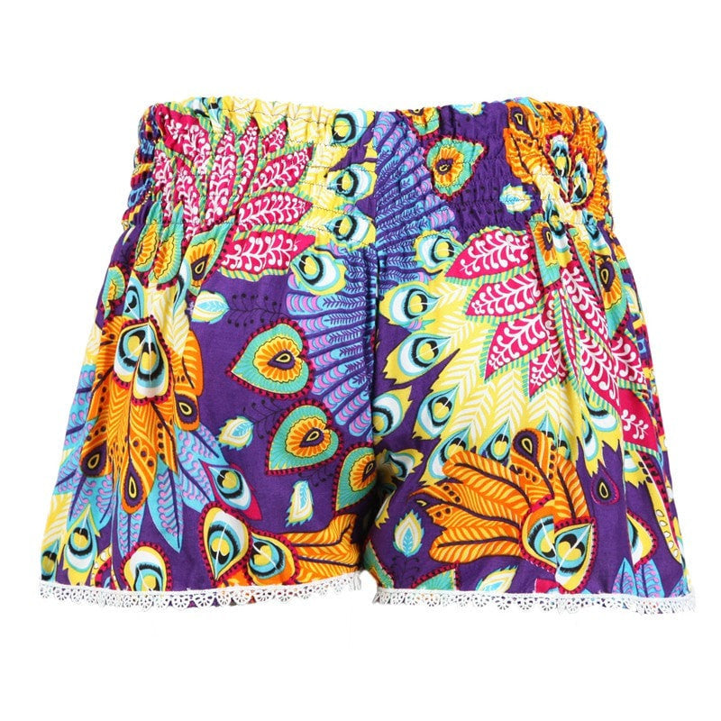 Tropical Peacock Print Shorts