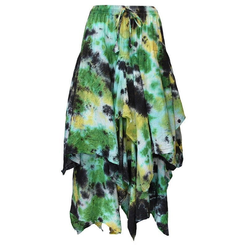 Layered Cotton Tie Dye Skirt