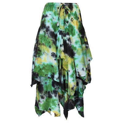 Layered Cotton Tie Dye Skirt