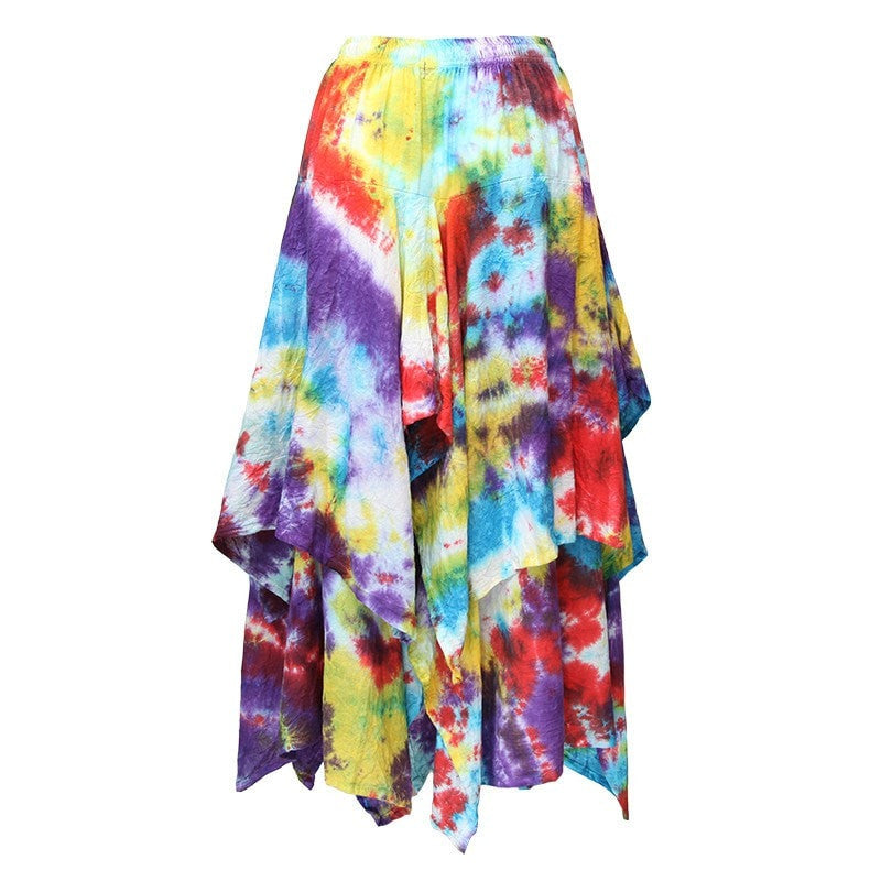 Layered Cotton Tie Dye Skirt