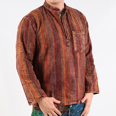 Nepalese Flannel Collarless Shirt