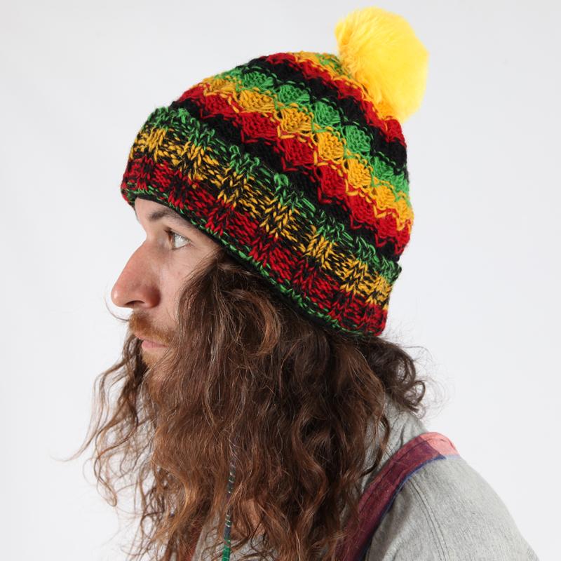 Rasta Chunky Knit Bobble Hat