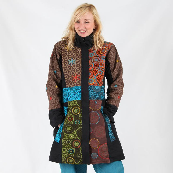Mandala Funnel Neck Coat
