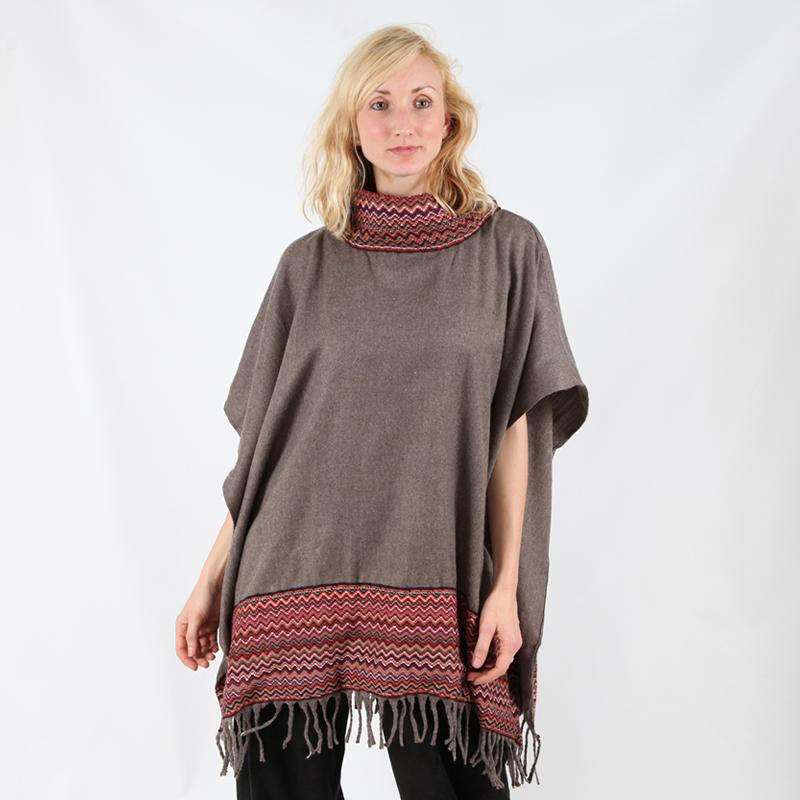 High Neck Brushed Poncho