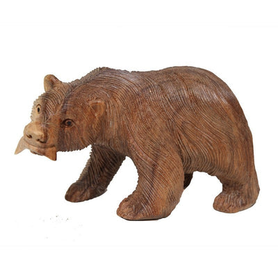 Wooden Bear with Fish