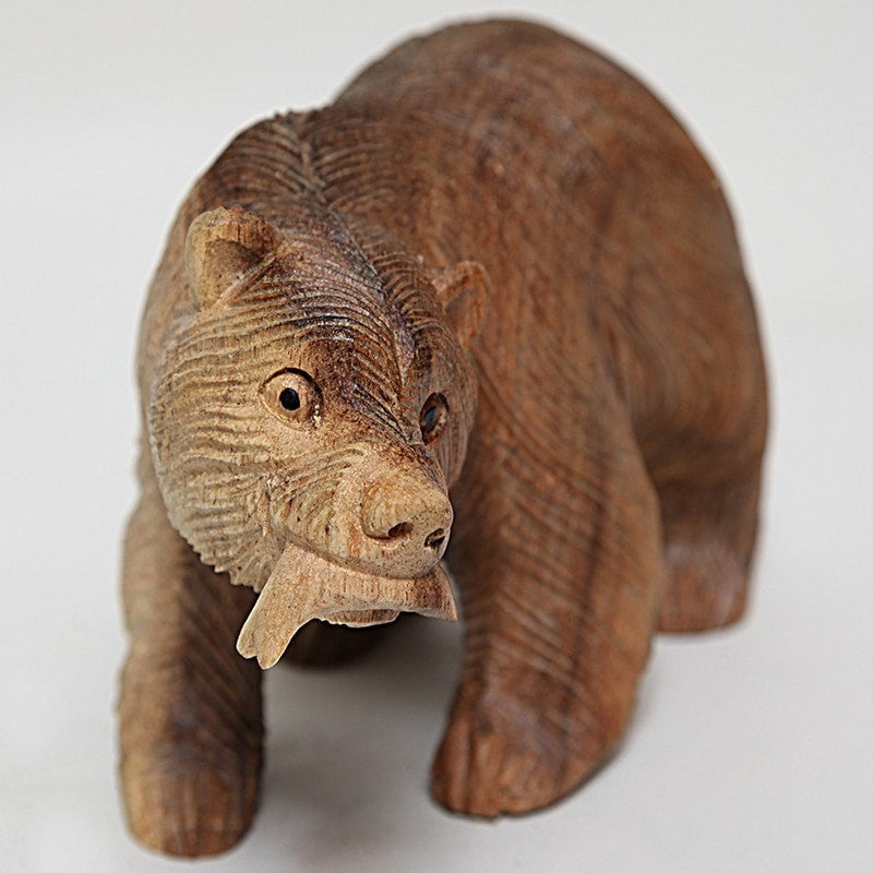 Wooden Bear with Fish