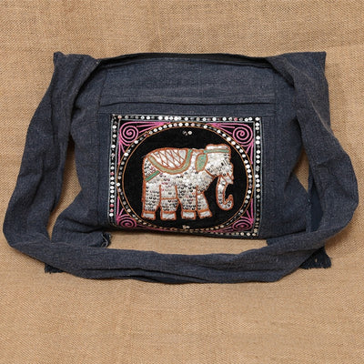 Cotton Sequin Elephant Bag
