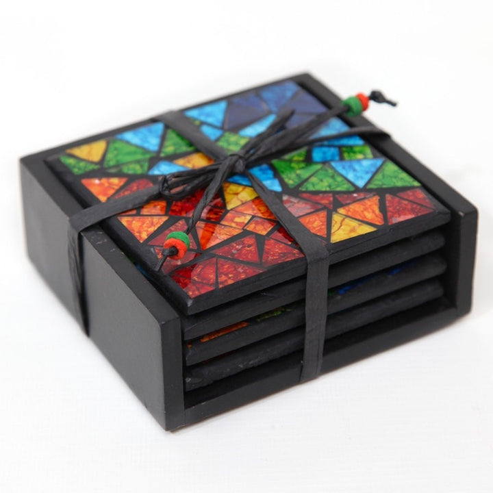 Set of 4 Rainbow Mosaic Coasters