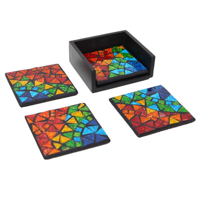 Set of 4 Rainbow Mosaic Coasters