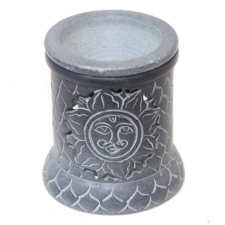 Grey Soapstone Sun Oil Burner