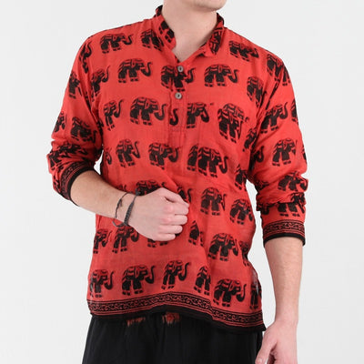 Elephant Printed Collarless Shirt