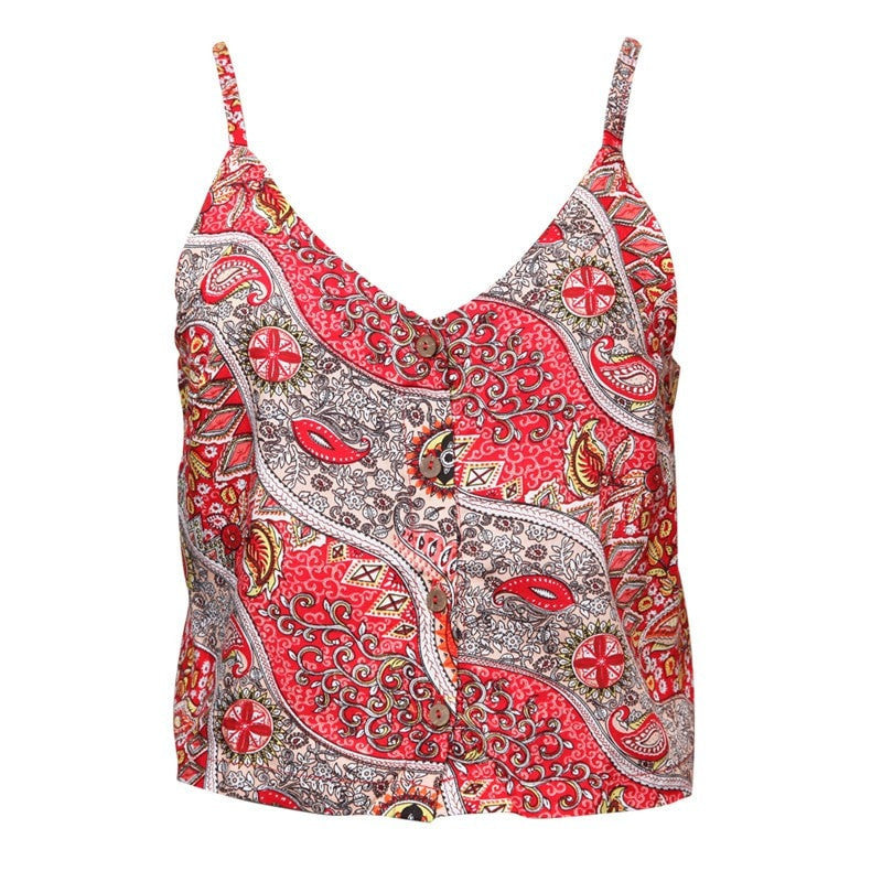 Paisley Button Up Crop Top