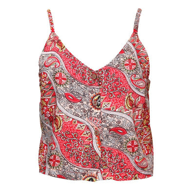 Paisley Button Up Crop Top