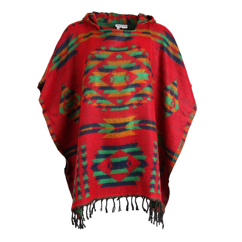 Aztec Hooded Poncho Cape