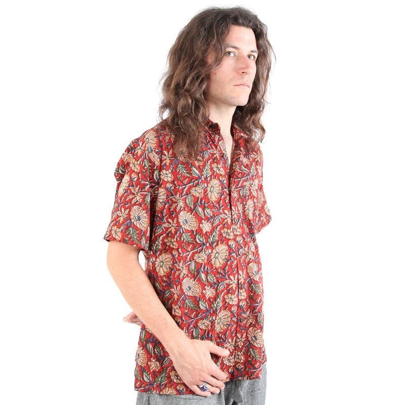 Natural Dye Pomegranate Short Sleeved Shirt