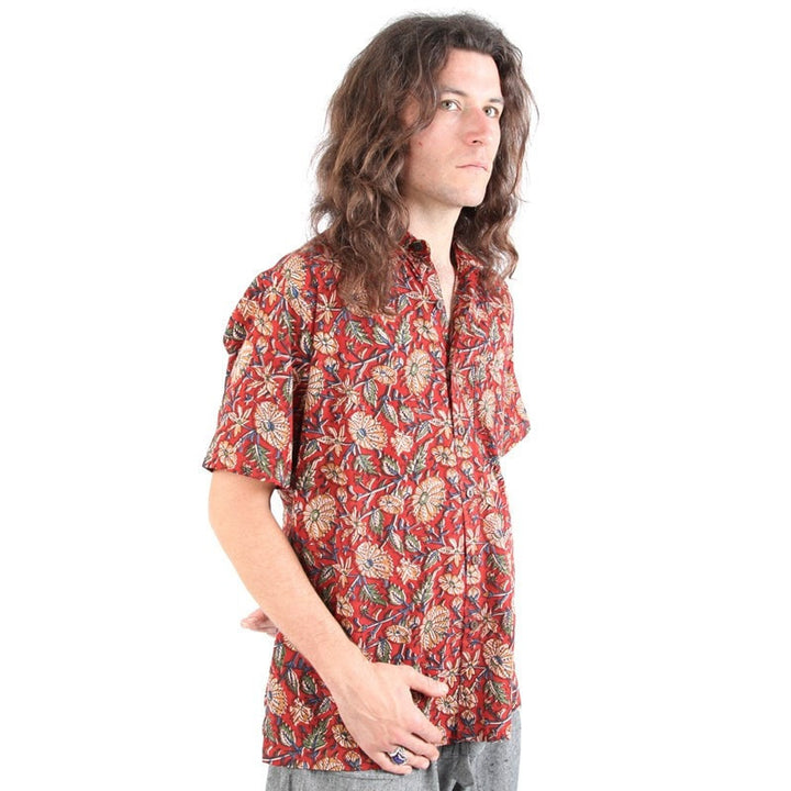 Natural Dye Pomegranate Short Sleeved Shirt