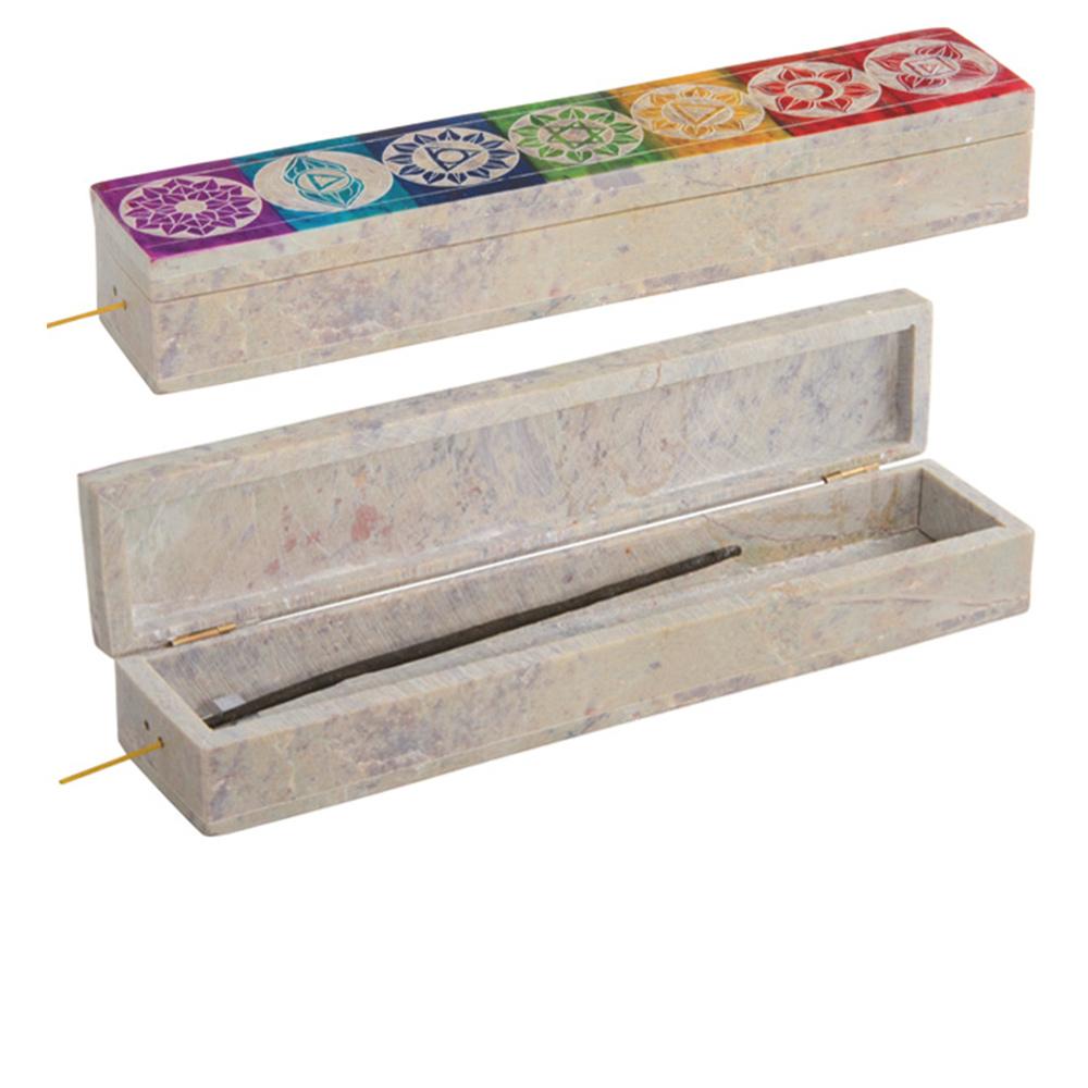 Chakra Carved Multi Colour Soapstone Incense Box
