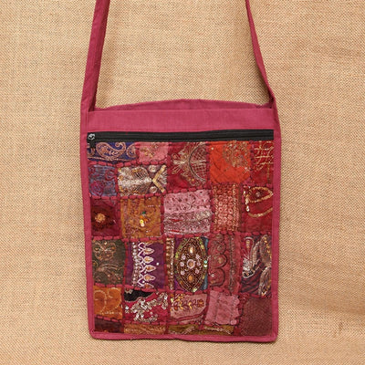 Embroidered Cotton Across Body Bag