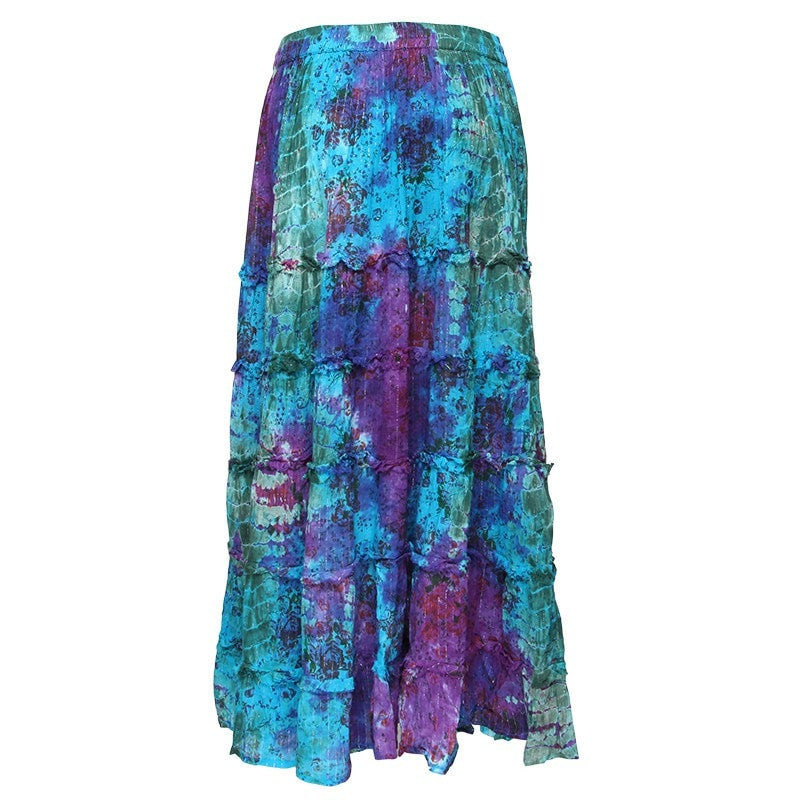 Tie Dye Lurex Maxi Skirt