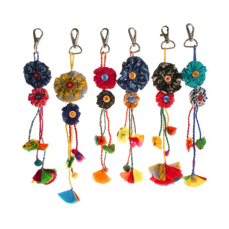Recycled Fabric Bag Charm Flower