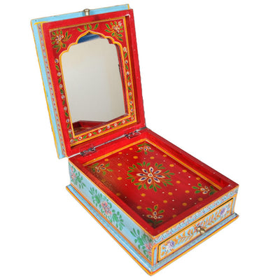 Wooden Elephant Painted 1 Drawer Jewellery Box