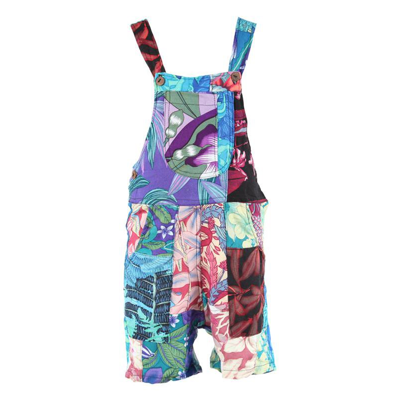 Kids Patchwork Dungarees Shorts