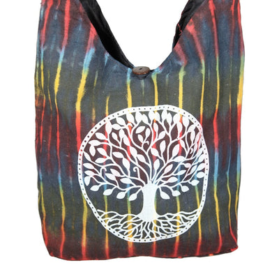 Black Tree of Life Tie Dye Bag