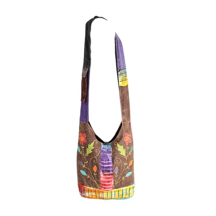 Embroidered Slouch Shoulder Bag