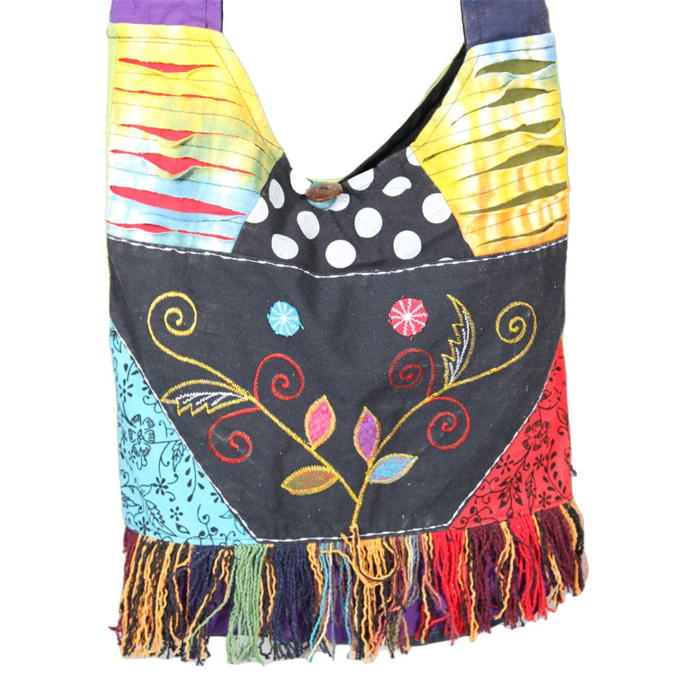 Embroidered Tassel Shoulder Bag