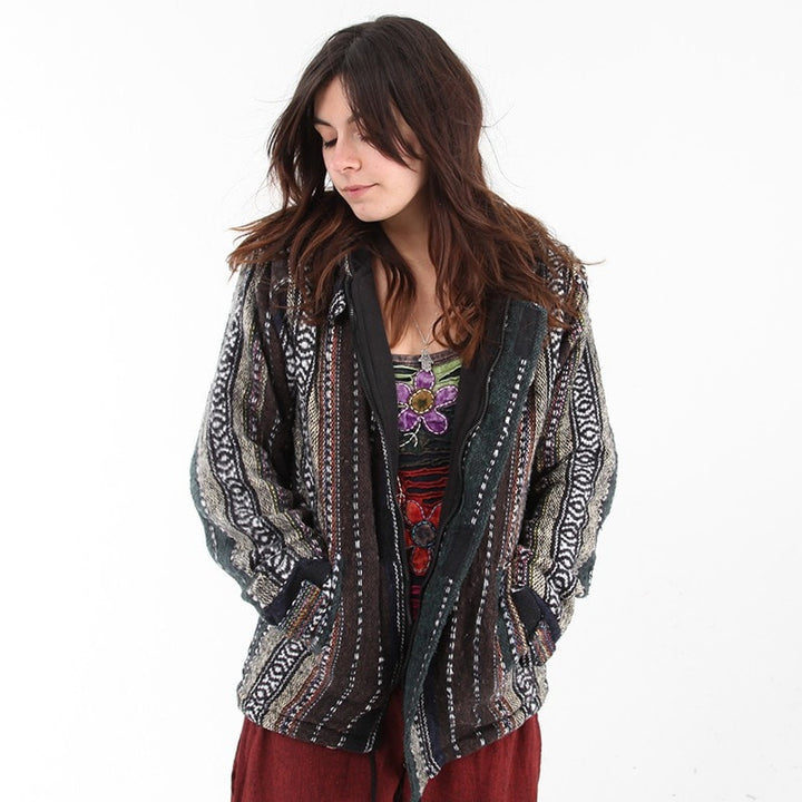 Nepalese Hooded Brushed Cotton Jacket