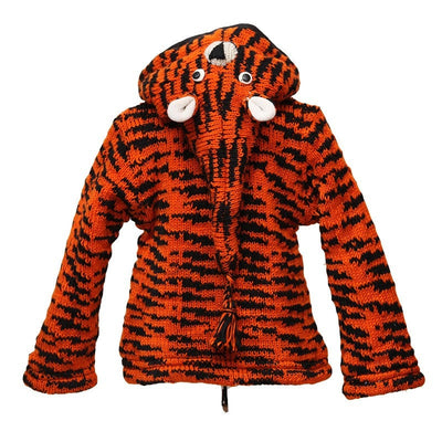 Kid's Tiger Chunky Knit Hooded Jacket