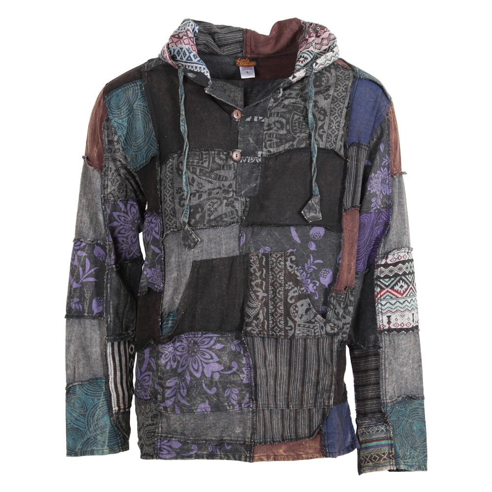 Men's Overdyed Patchwork Hooded Shirt